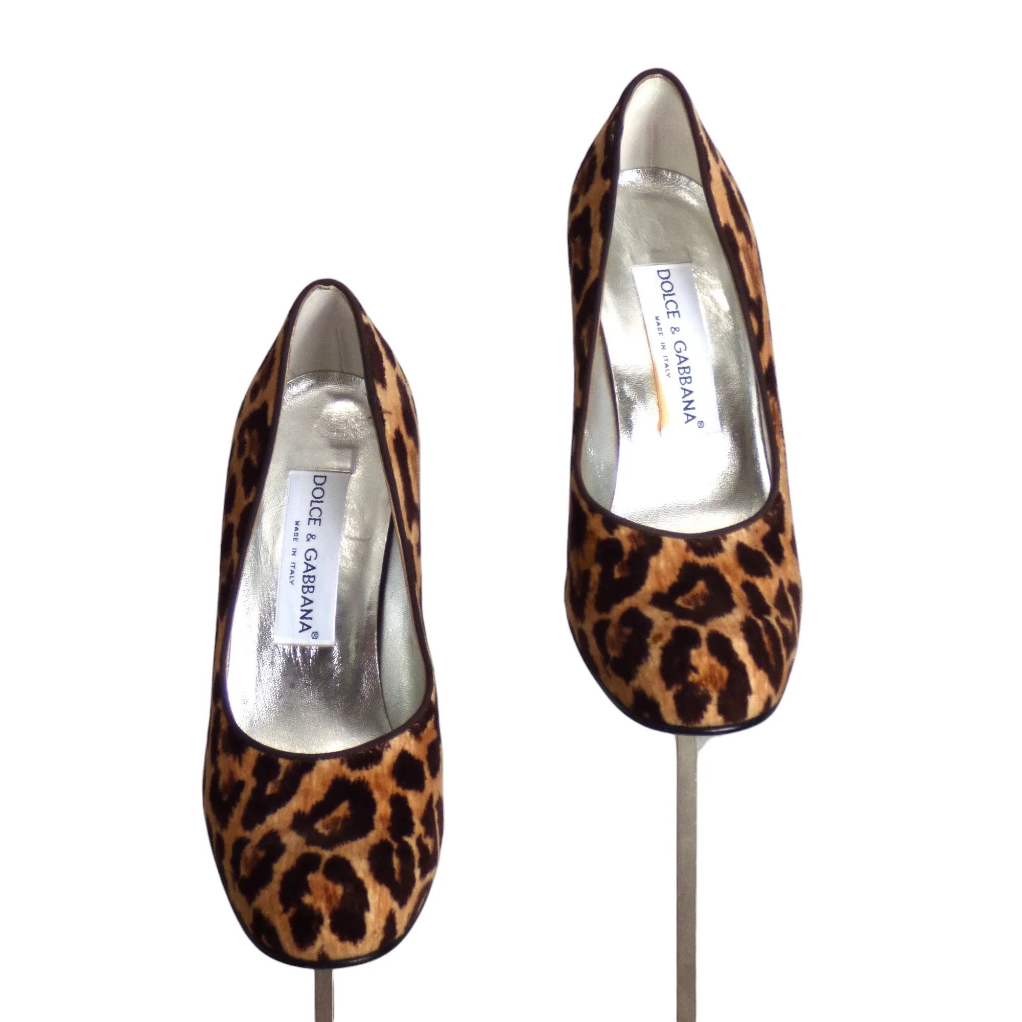 DOLCE & GABBANA- 1999 Animal Print Velvet Pumps, Size 36.5