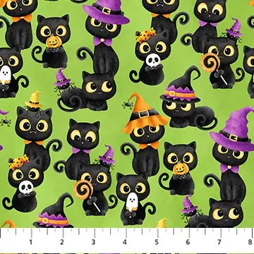 Double Bubble Kitty Trouble 26958-74 Cats Lime Multi