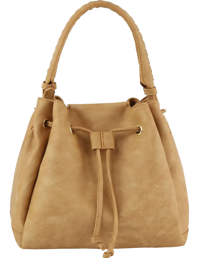Drawstring Hobo Handbag -Tan