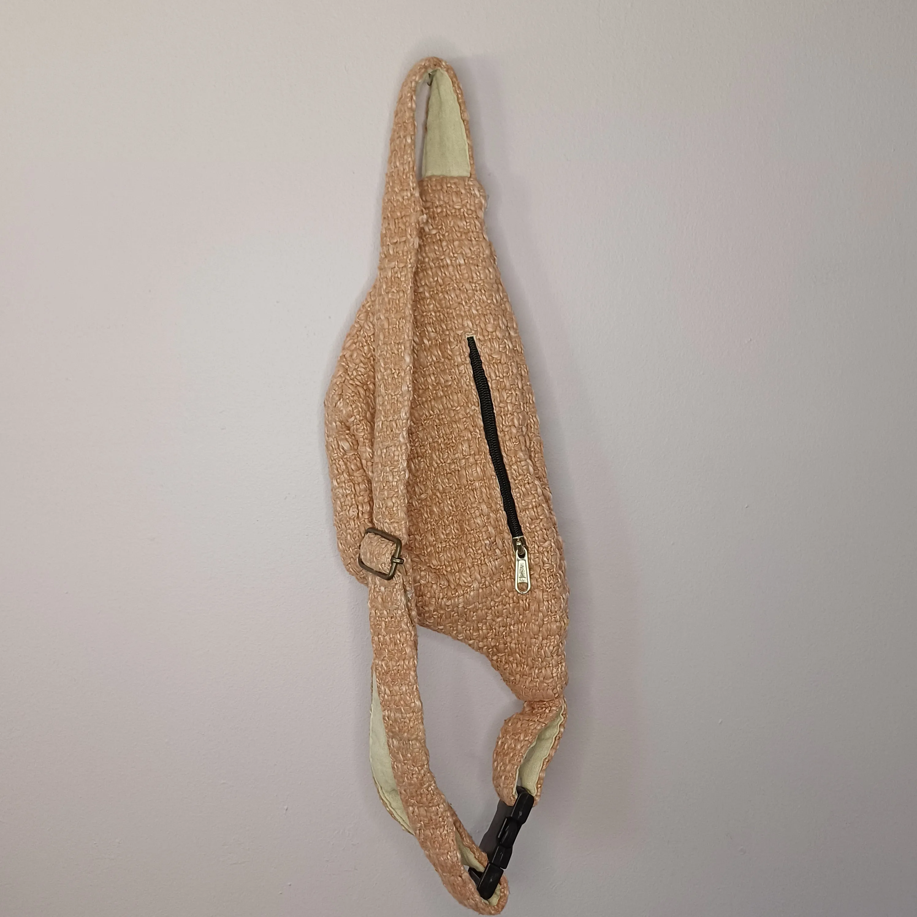 Dusty Rose Hemp/Jute Moon Bag