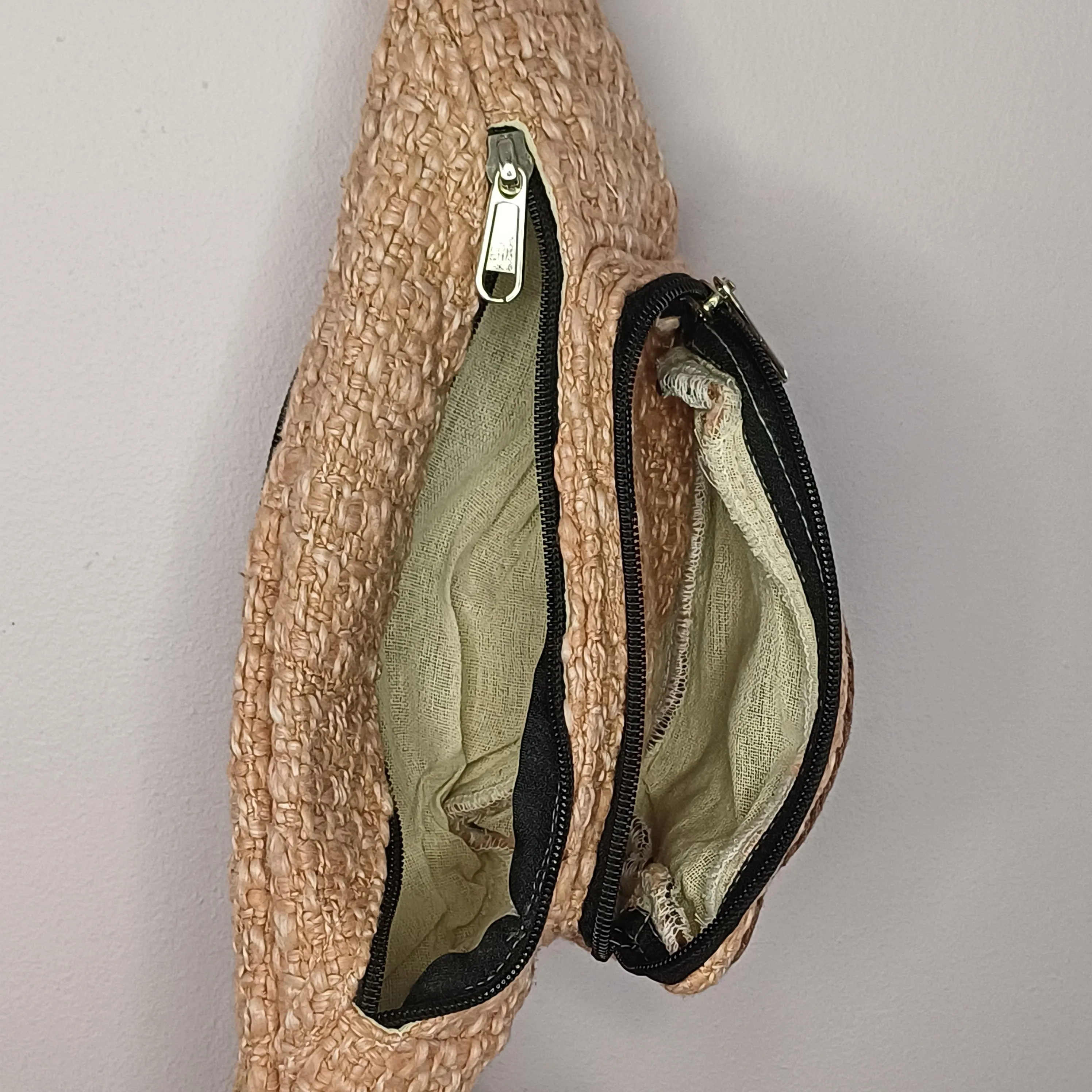 Dusty Rose Hemp/Jute Moon Bag