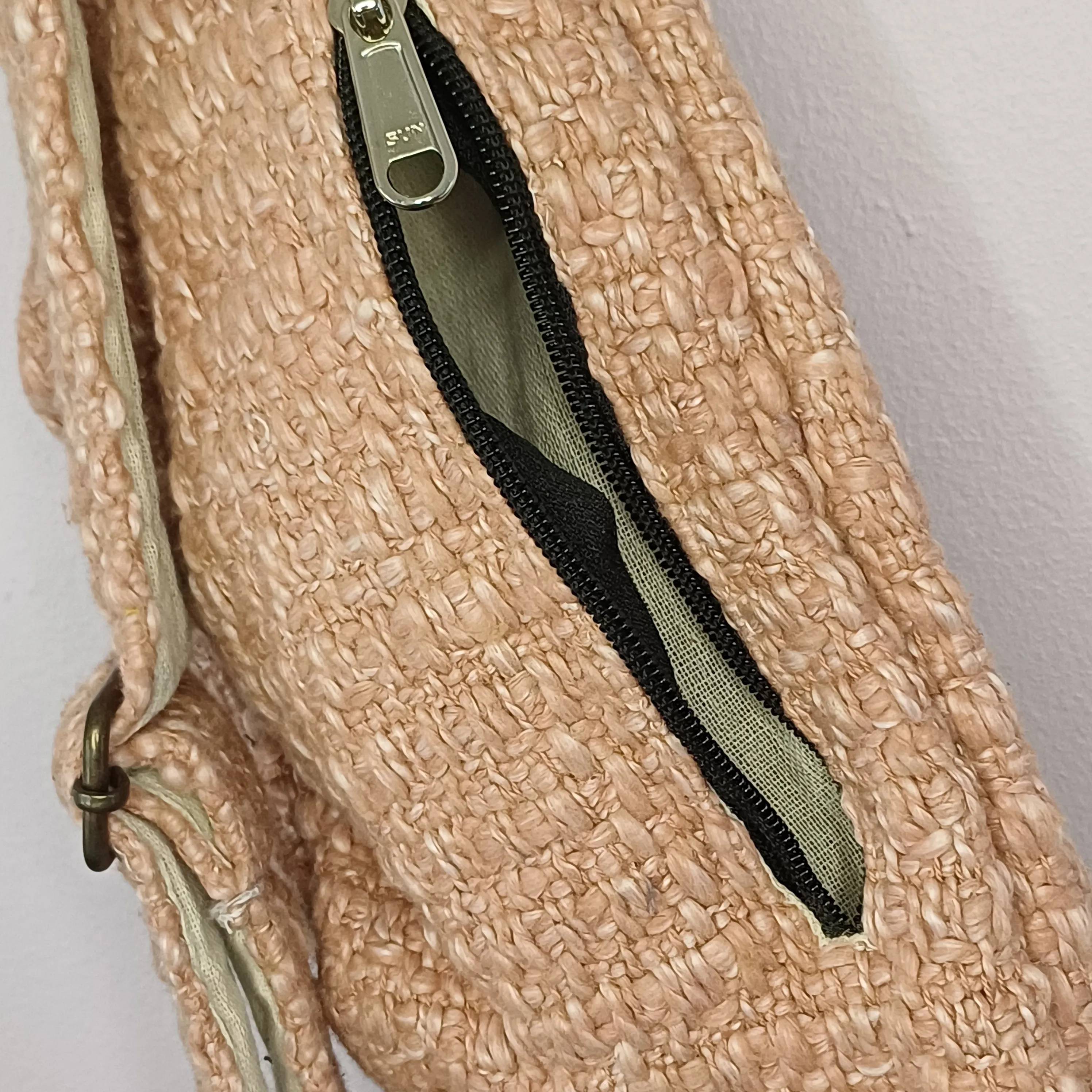 Dusty Rose Hemp/Jute Moon Bag