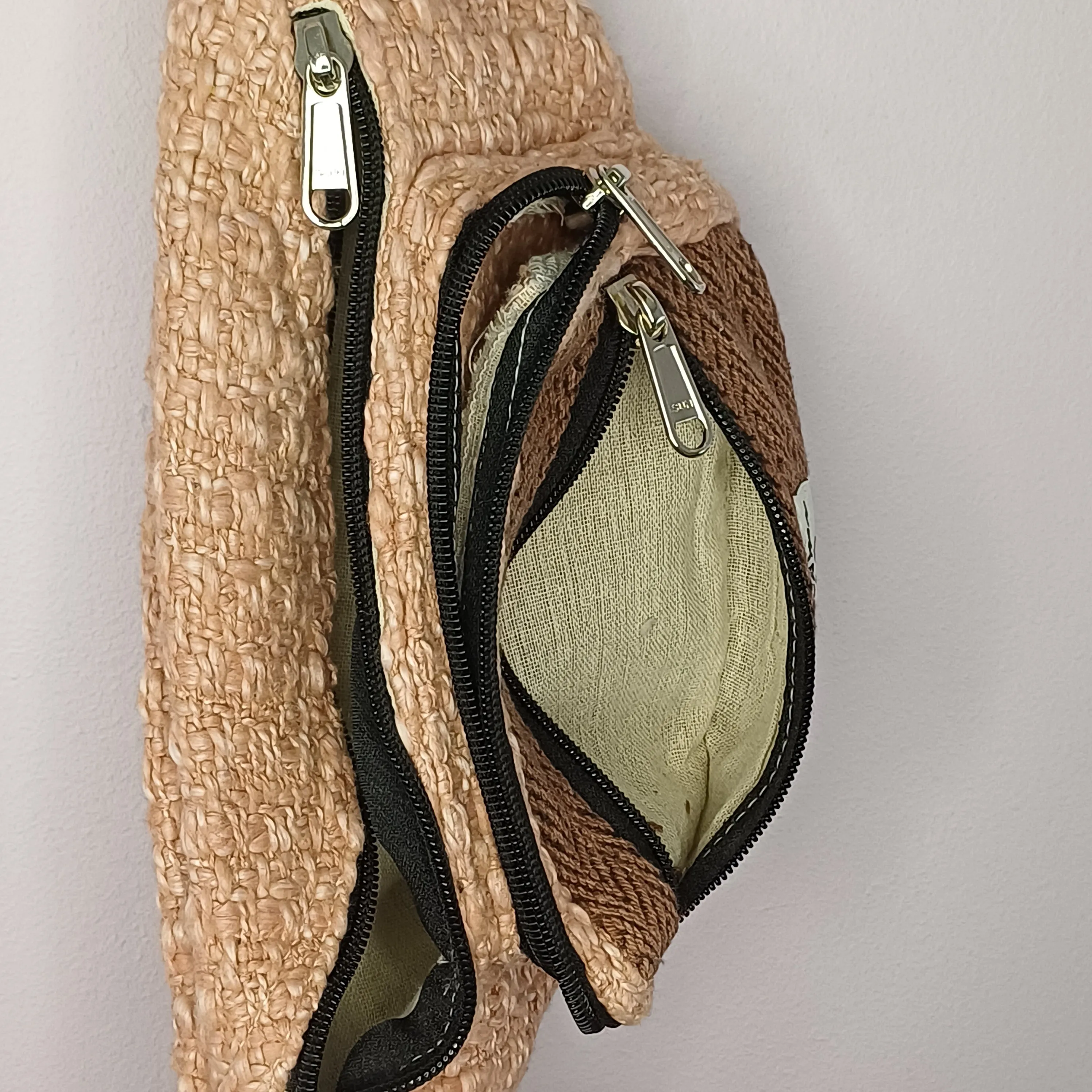 Dusty Rose Hemp/Jute Moon Bag