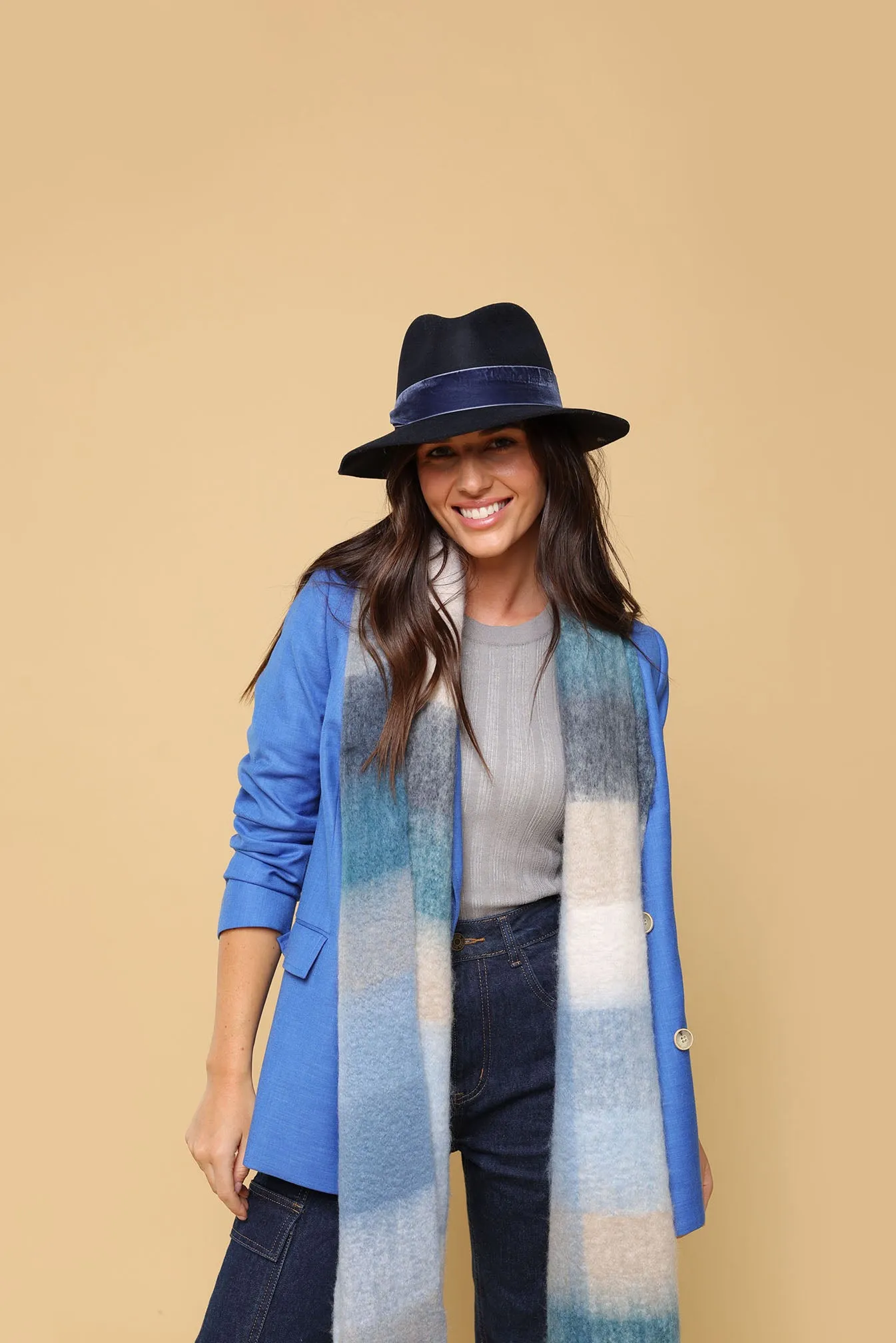 Emery Wool Fedora in Navy