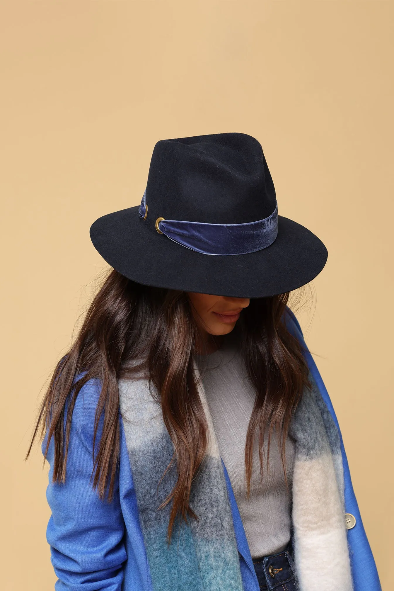 Emery Wool Fedora in Navy