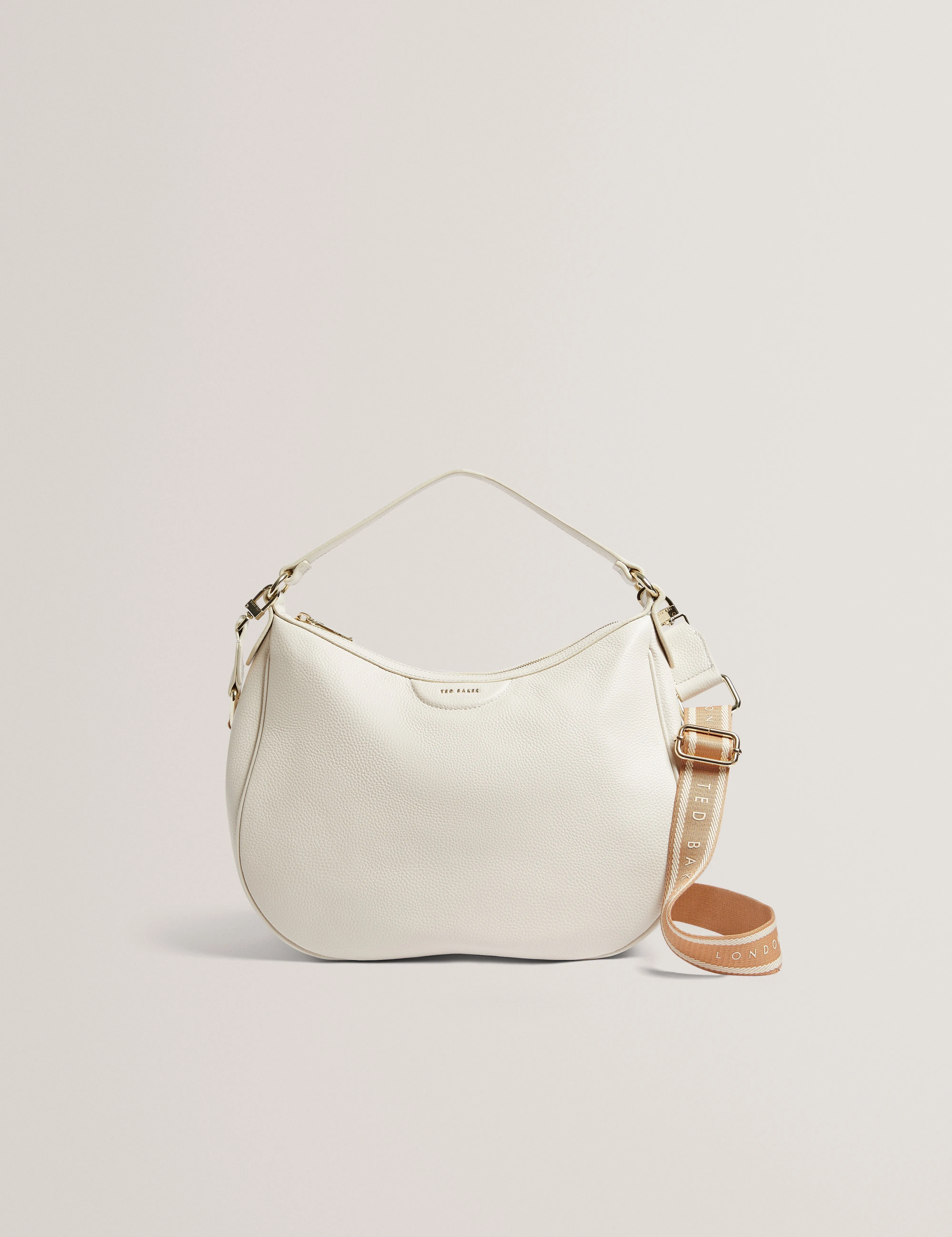 Esiah Webbing Slouchy Leather Hobo B Ecru