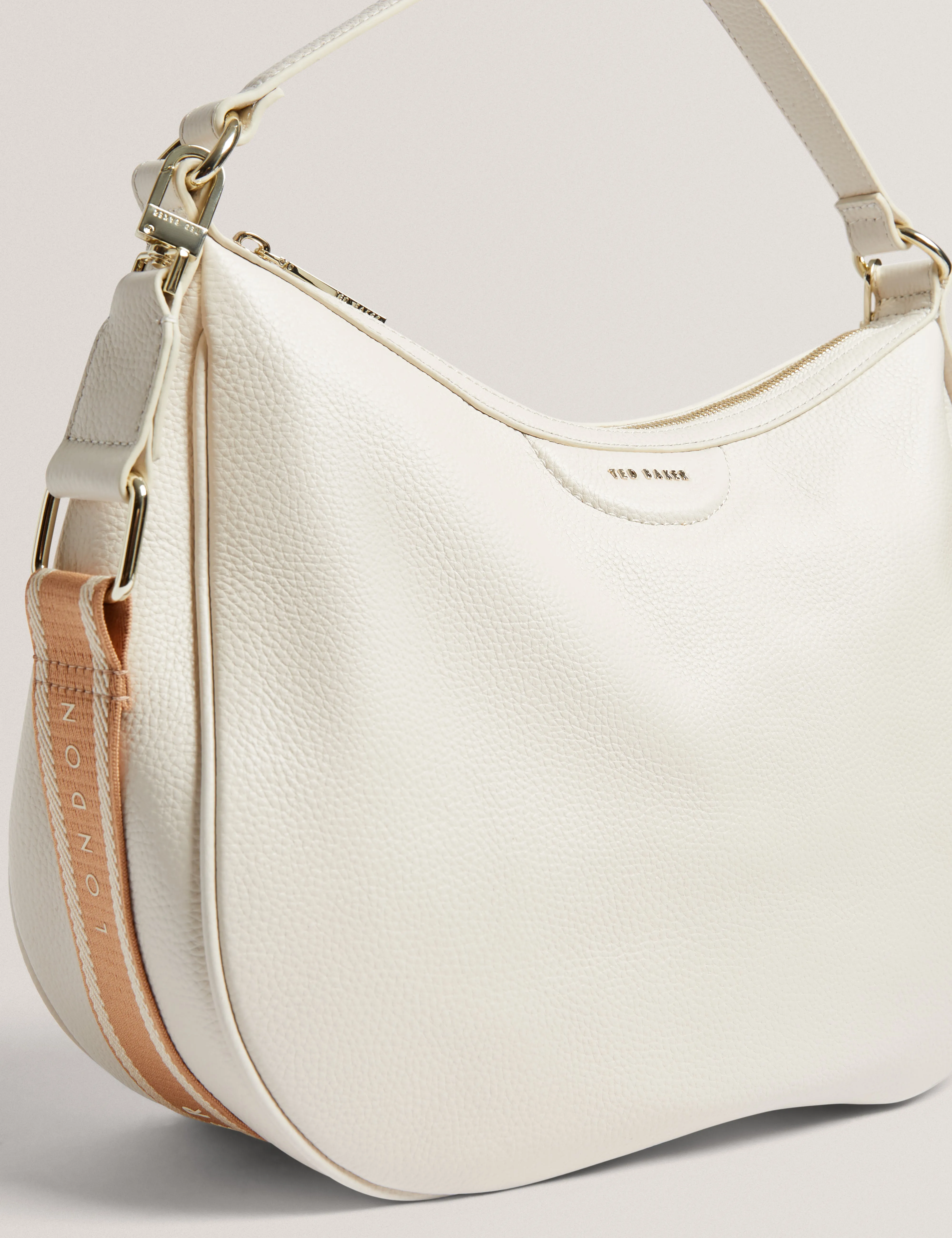 Esiah Webbing Slouchy Leather Hobo B Ecru