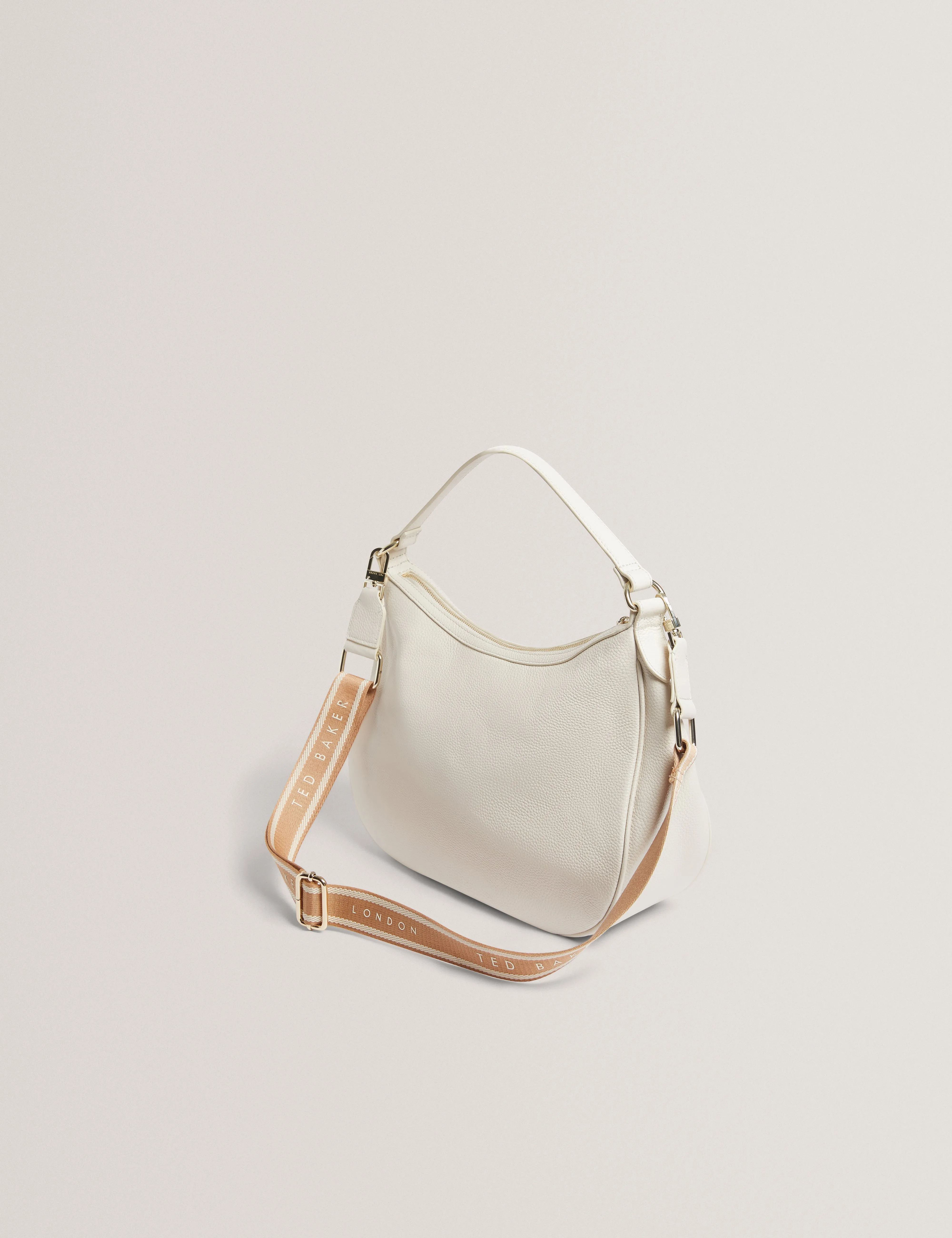 Esiah Webbing Slouchy Leather Hobo B Ecru