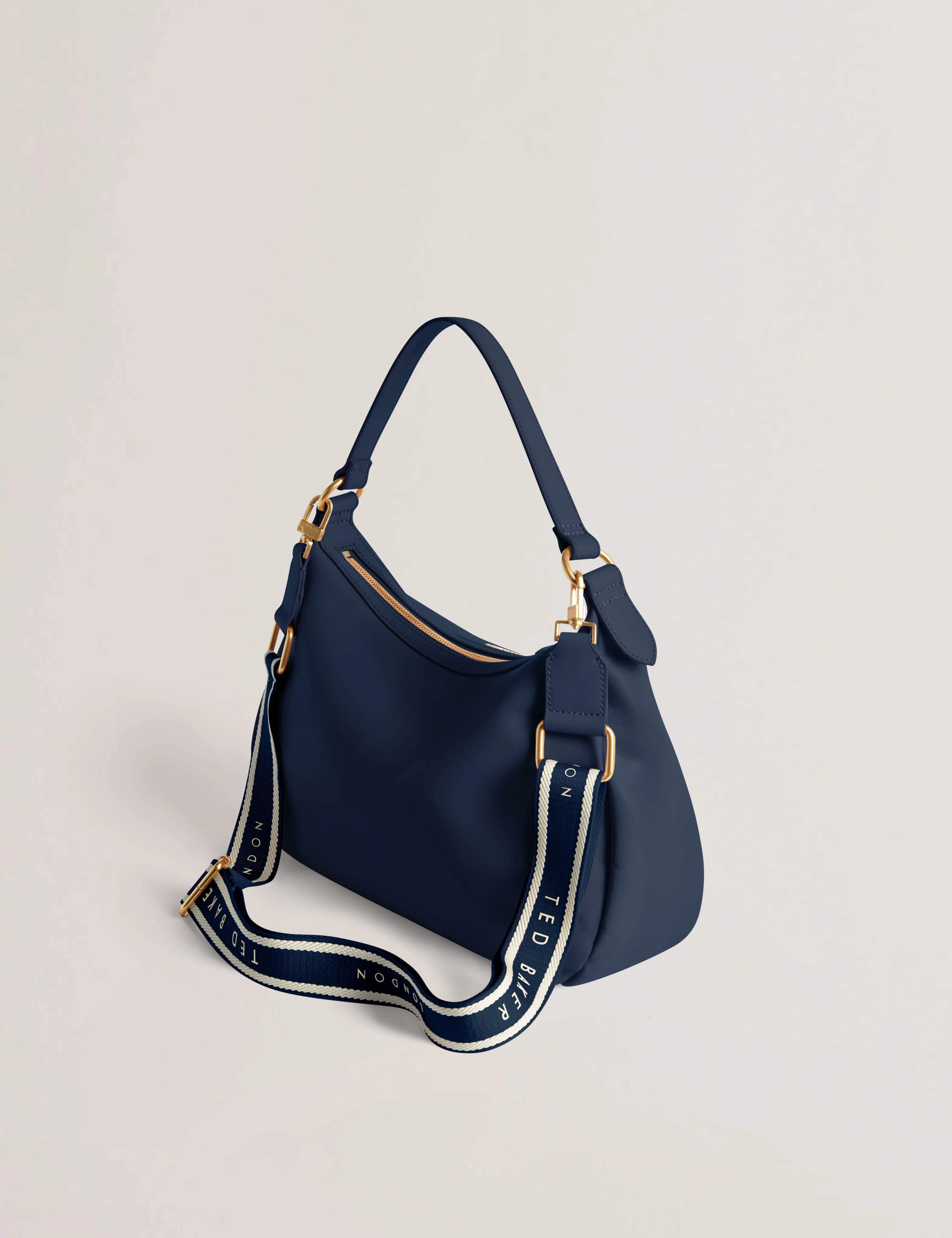 Esiah Webbing Slouchy Leather Hobo B Navy