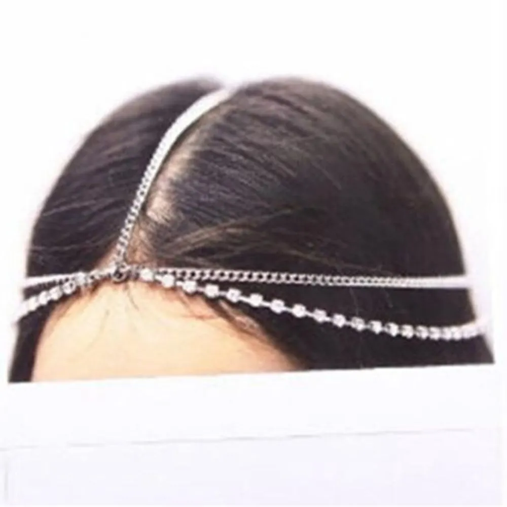 Fashion Boho Women Metal Gold Silver Multilayer Head Chain Headband Headpiece Bridal Wedding Hairstyle Hair Accessories