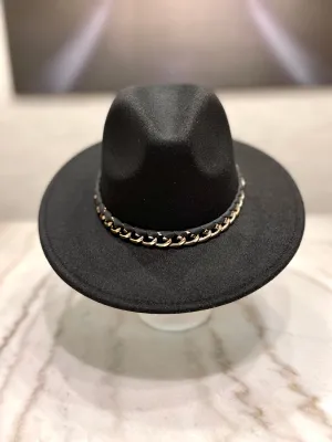 Fedora w/Gold & Satin Chain