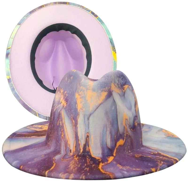 Fedora Wide Brim Tie Dye and Marble Hats