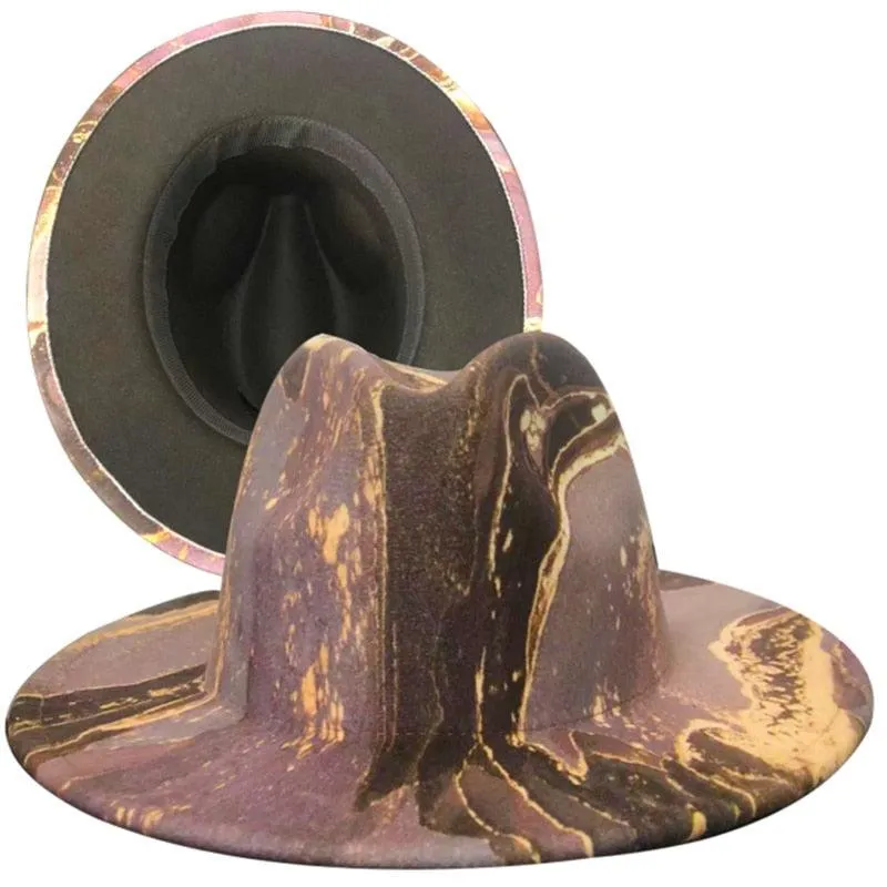 Fedora Wide Brim Tie Dye and Marble Hats