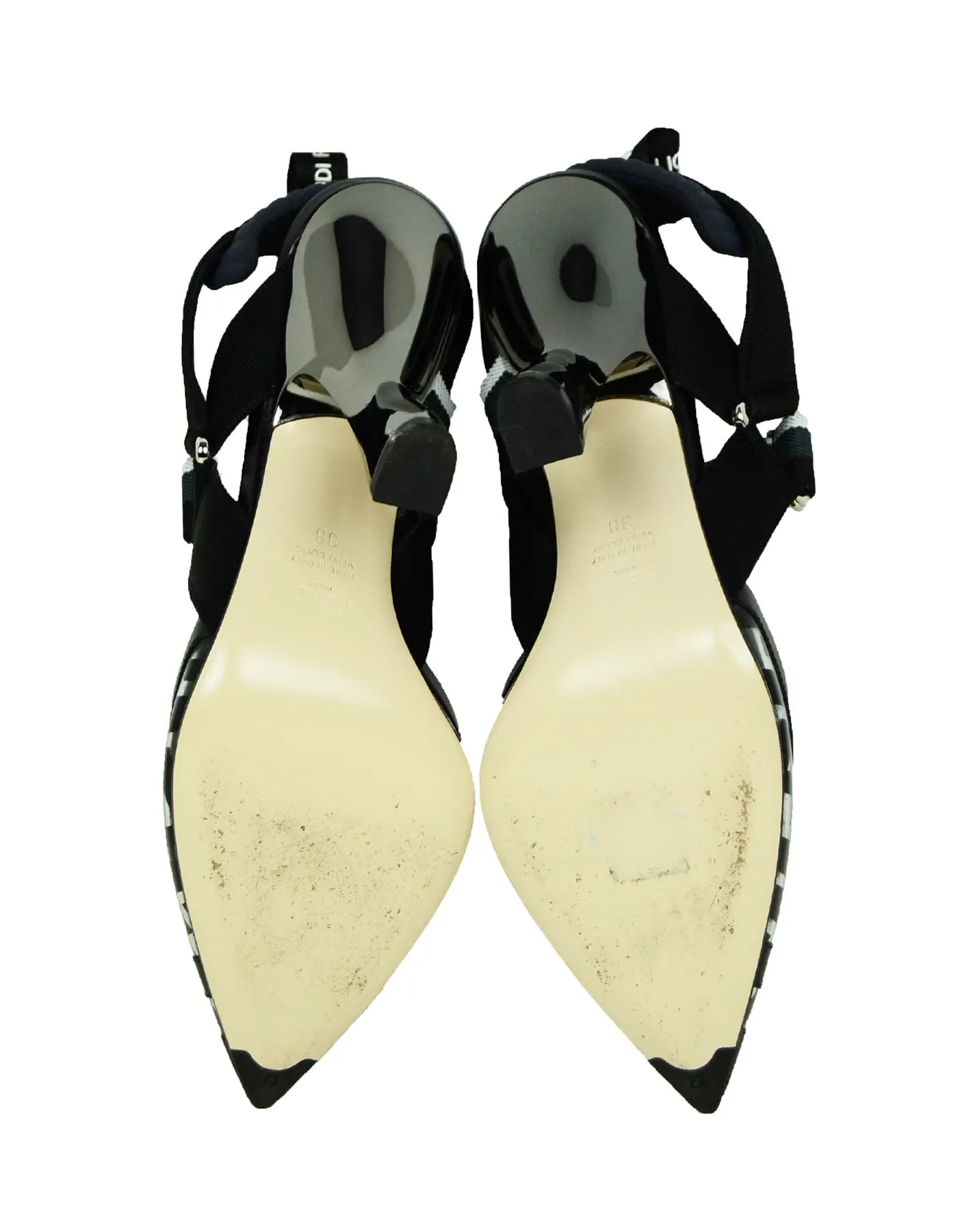 Fendi Black PVC Monogram Colibri Slingback Heels sz 38