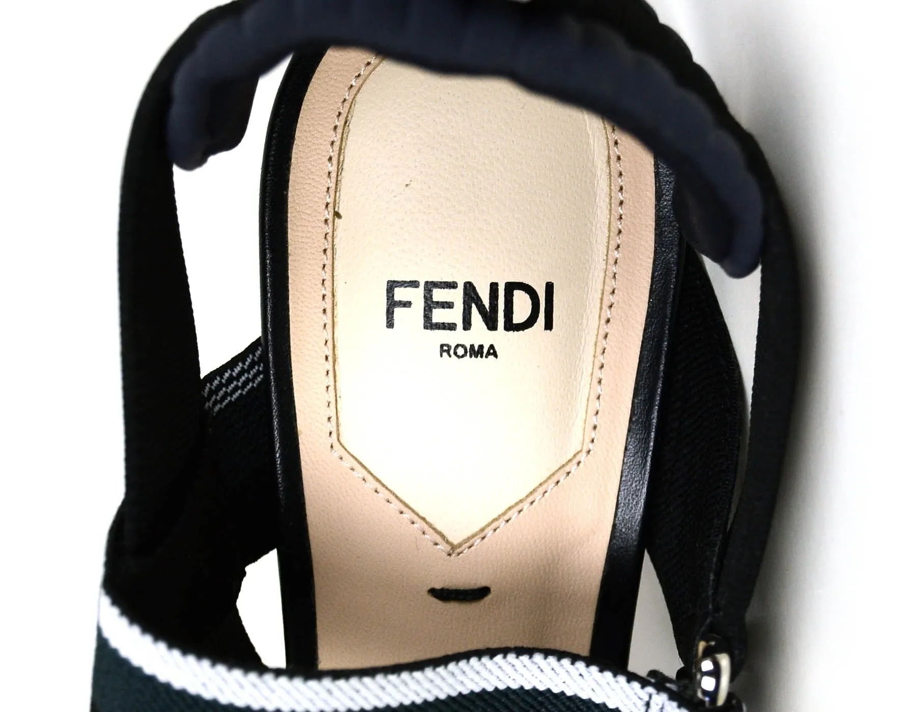 Fendi Black PVC Monogram Colibri Slingback Heels sz 38
