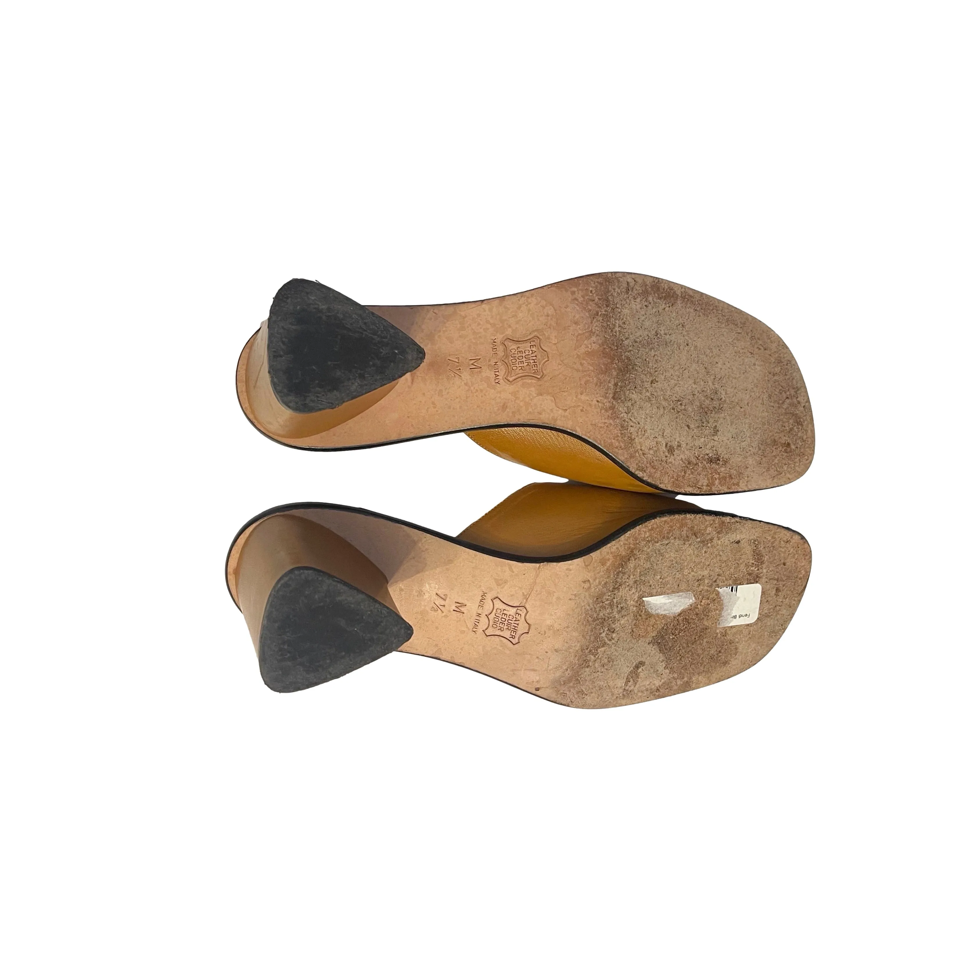 Fendi Tan Logo Kitten Heels