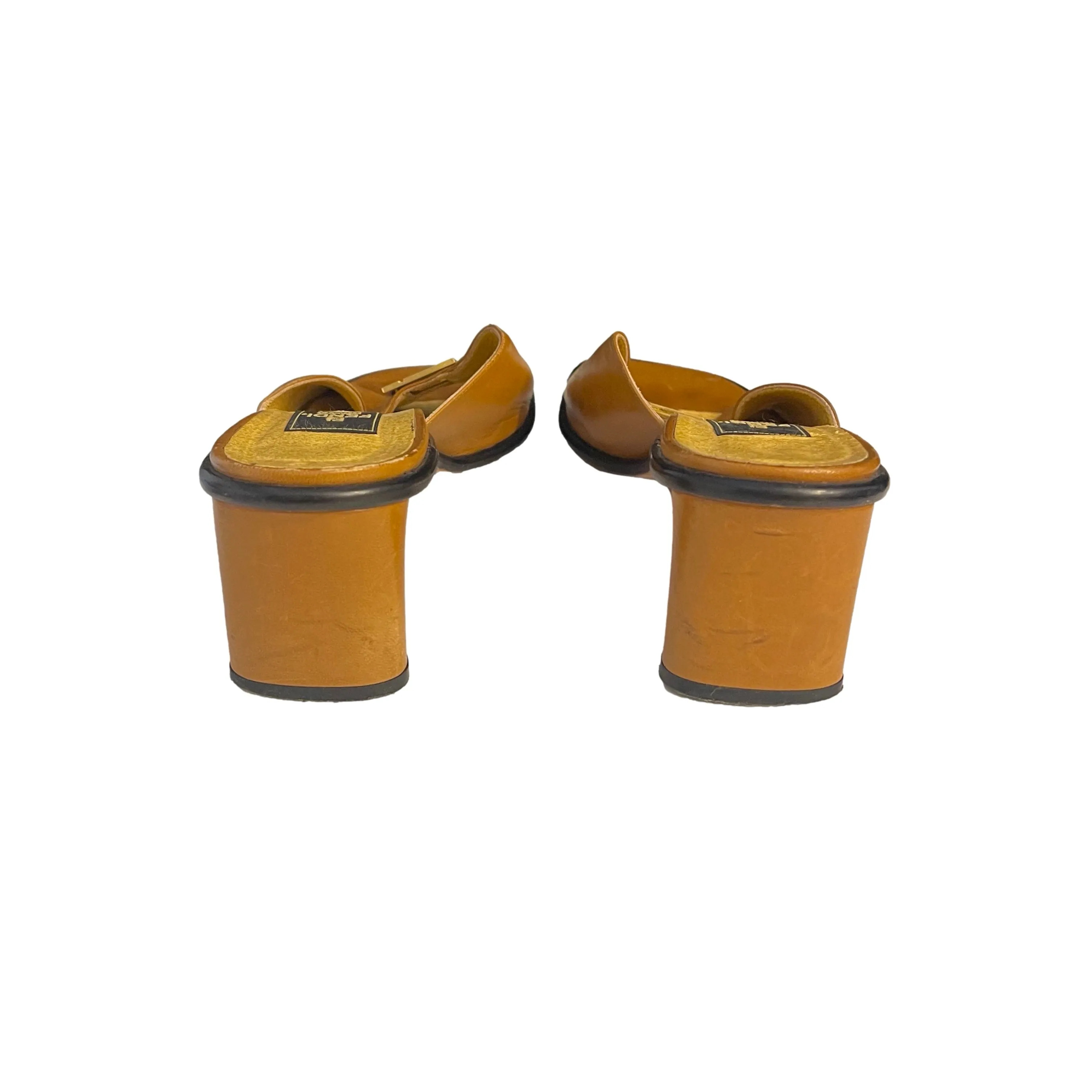 Fendi Tan Logo Kitten Heels