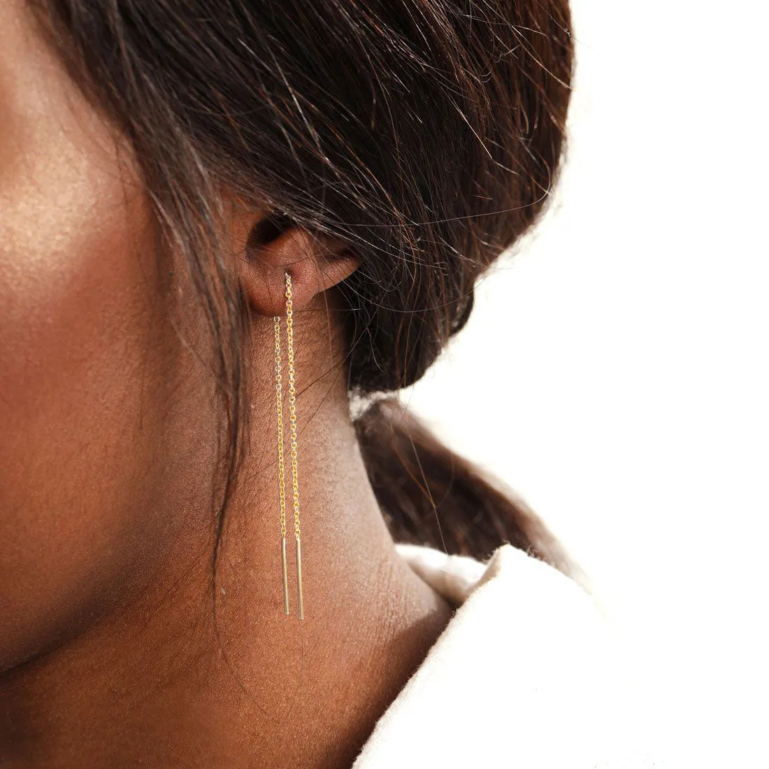 Fine Gold Ingot Threader Earrings