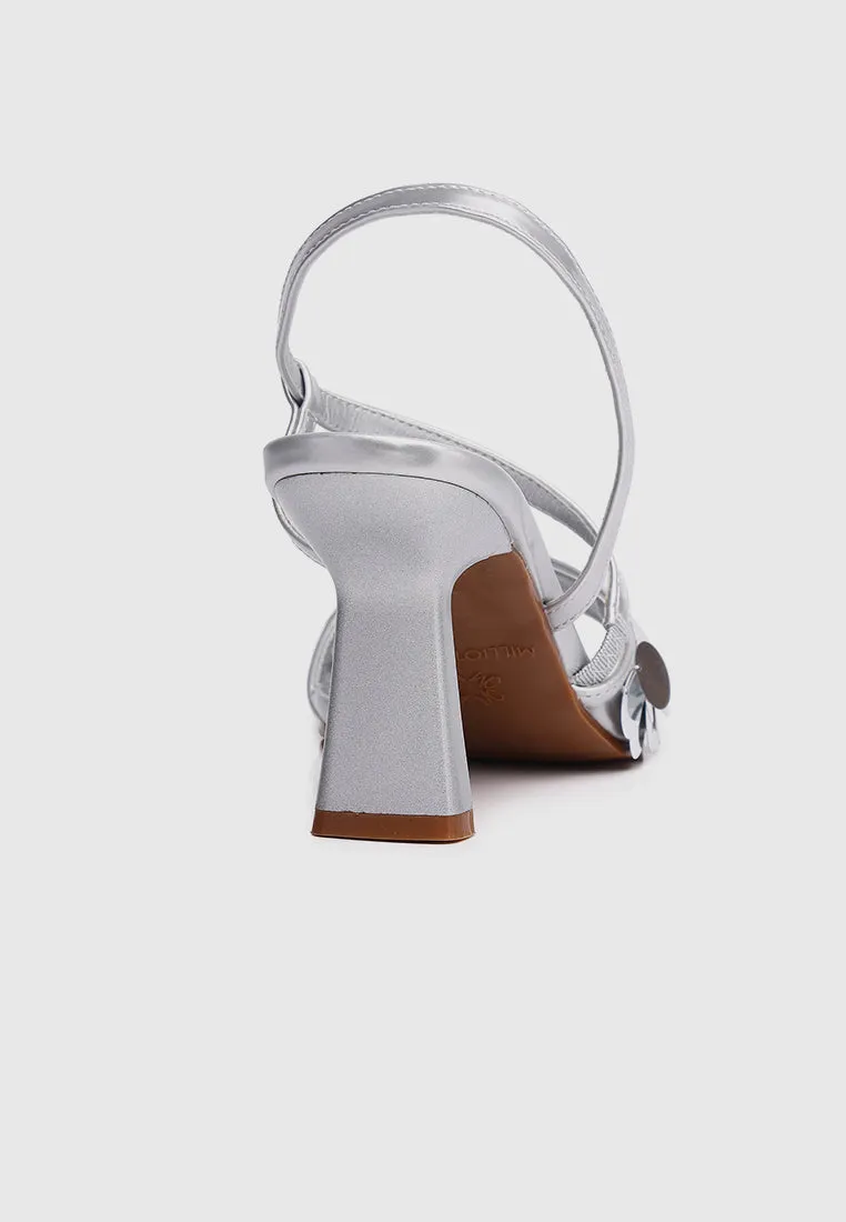 Flavia Sequin-Embellished Heels (Silver)