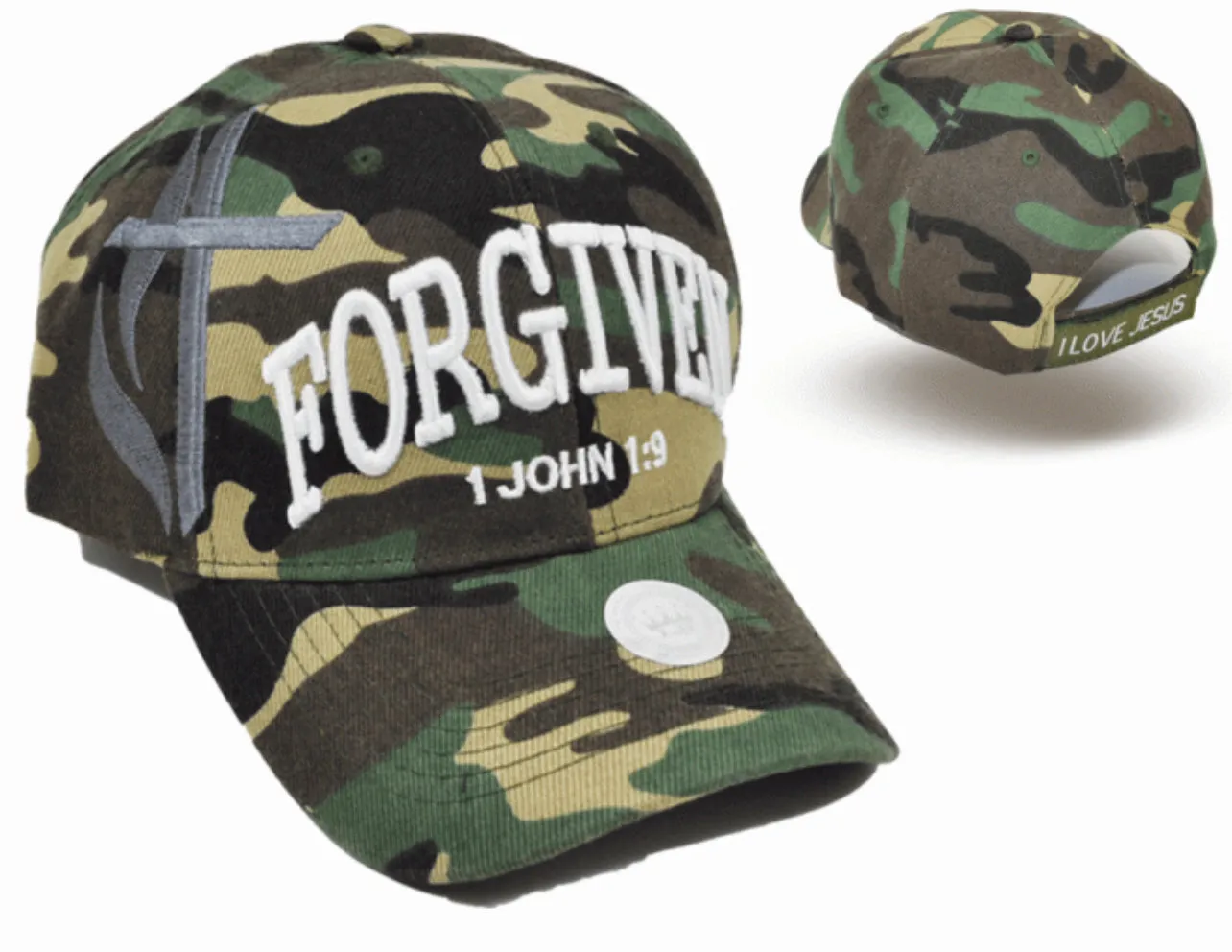 Forgiven 1 John 1:9 Baseball Cap - Camo