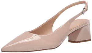 Franco Sarto Womens Racer Slingback Low Block Heel Pointed Toe Pump, Nude, 8 US