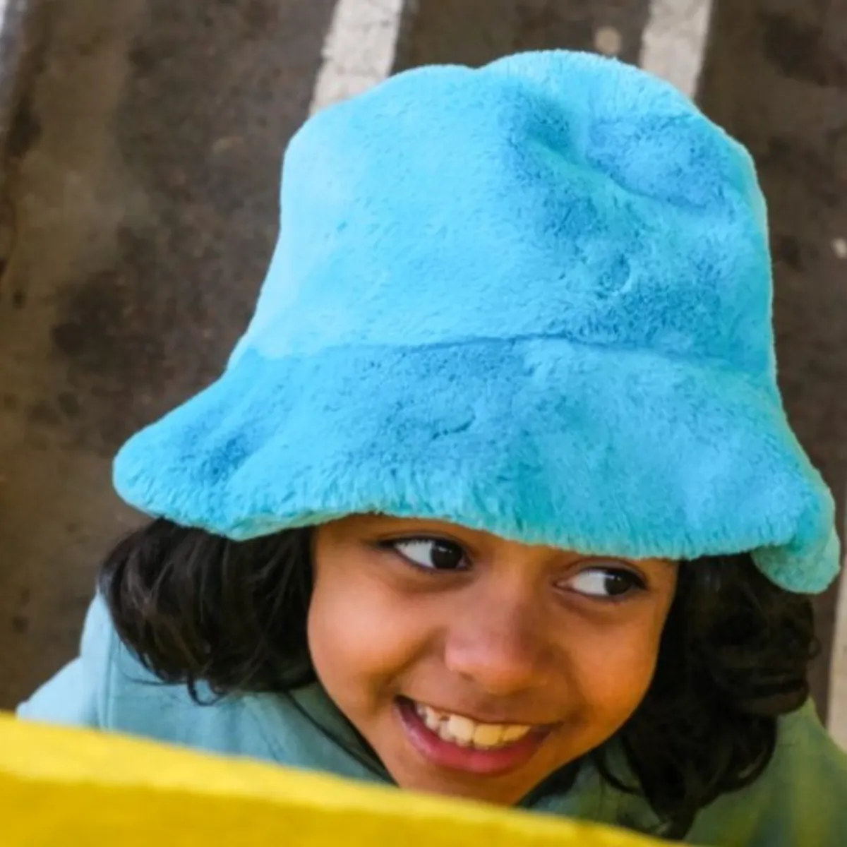 Fur Bucket Hat: Turquoise