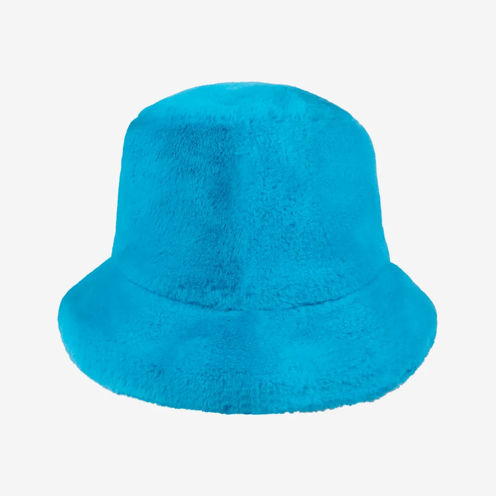 Fur Bucket Hat: Turquoise