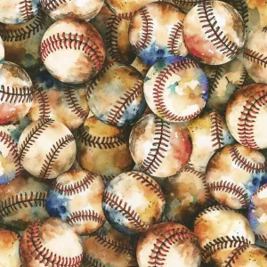 Game Day by Robert Kaufman Fabrics PACKED BASEBALLS/VINTAGE