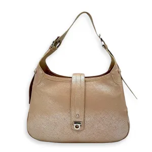Gancini Hobo Shoulder bag in Saffiano leather, Silver Hardware