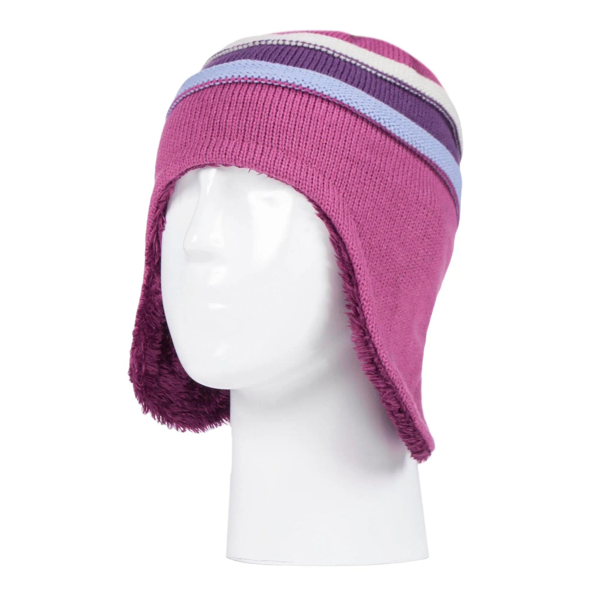 Girls Winter Thermal Beanie Hat with Ear Flaps & Mittens Gloves Set