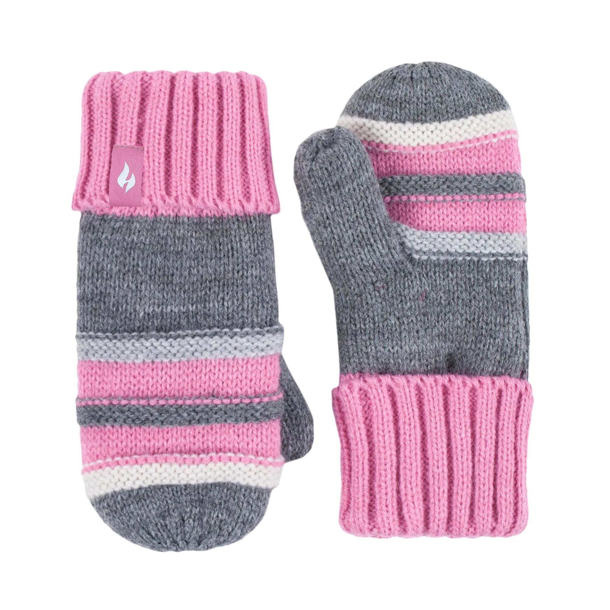Girls Winter Thermal Beanie Hat with Ear Flaps & Mittens Gloves Set