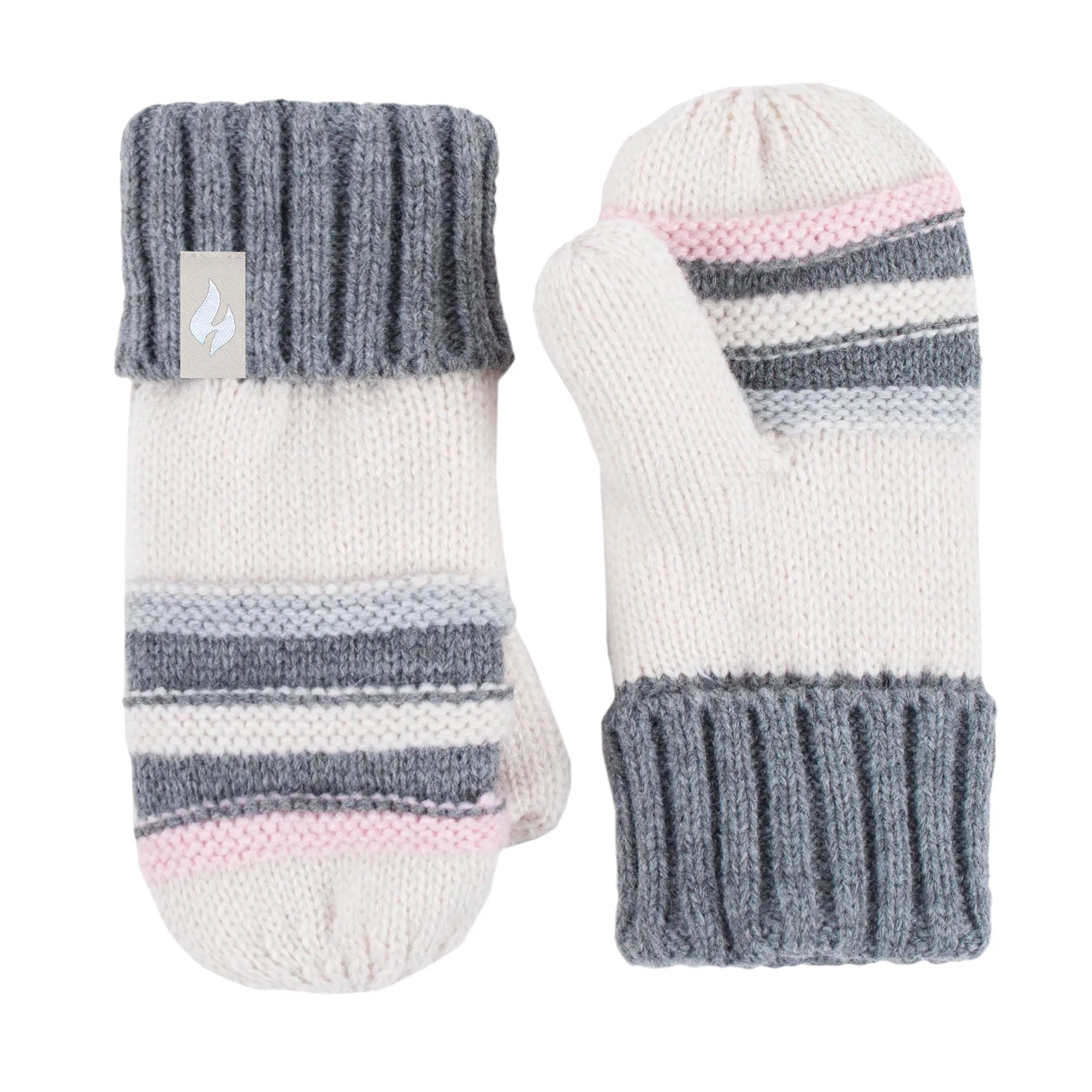 Girls Winter Thermal Beanie Hat with Ear Flaps & Mittens Gloves Set