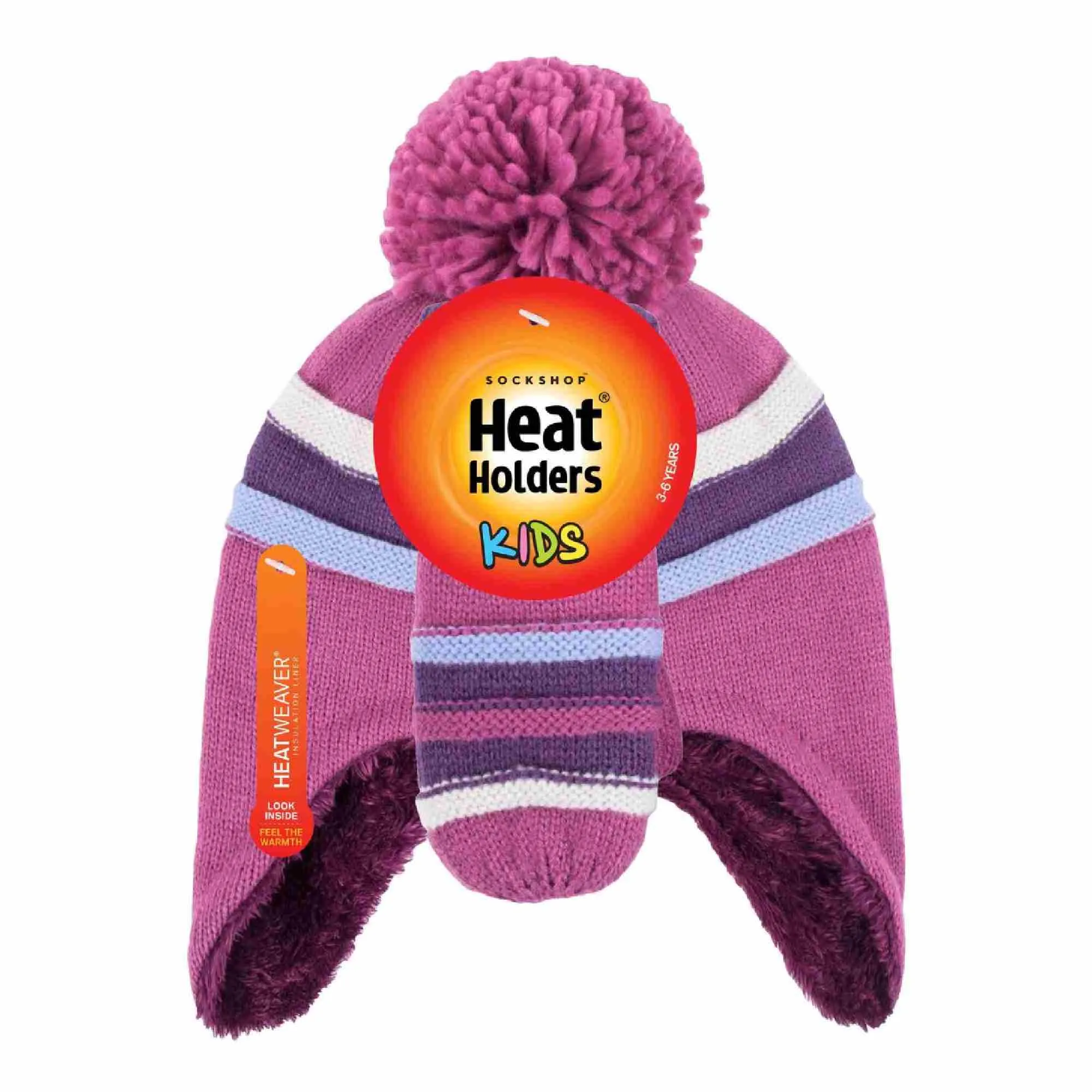 Girls Winter Thermal Beanie Hat with Ear Flaps & Mittens Gloves Set