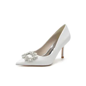 Glitter Pointed Toe Stiletto Heels With Rhinestone