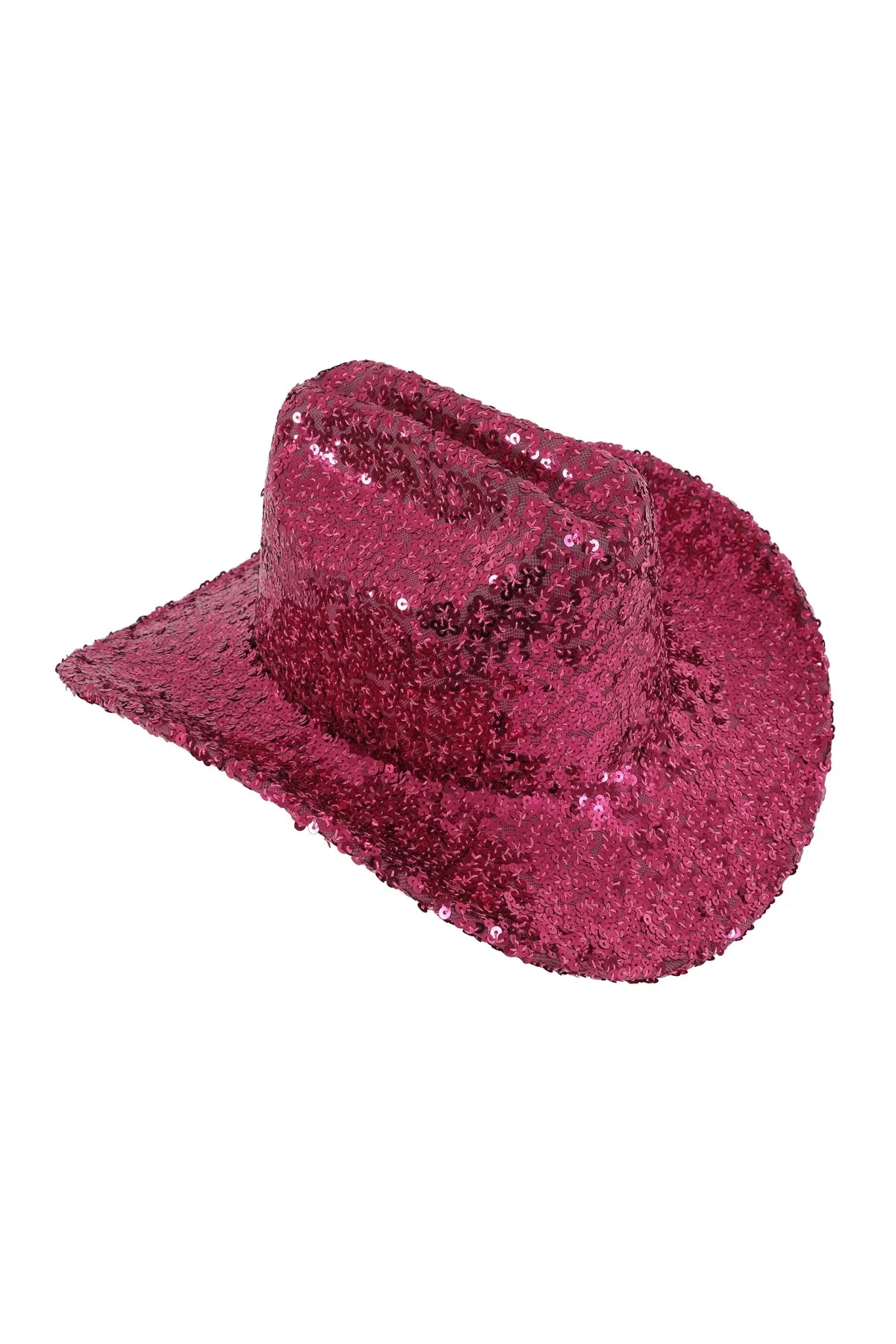 Glitter Solid Color Fedora Cowboy Hat Fuchsia  - Pack of 6