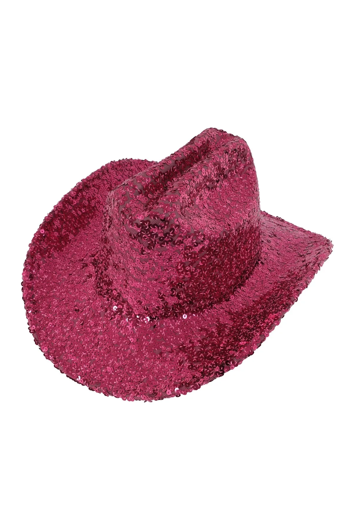 Glitter Solid Color Fedora Cowboy Hat Fuchsia  - Pack of 6