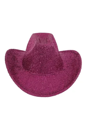 Glitter Solid Color Fedora Hat Fuchsia - Pack of 6