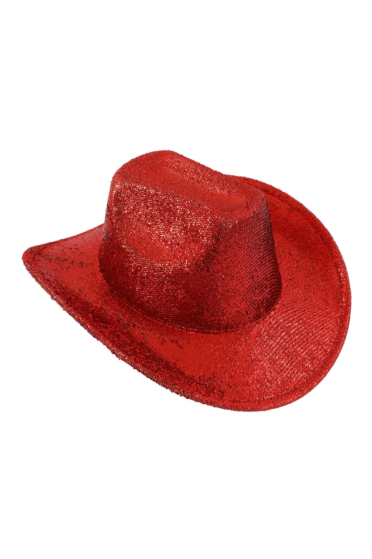 Glitter Solid Color Fedora Hat Red  - Pack of 6
