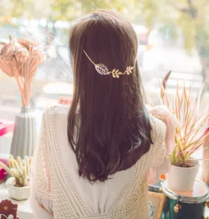 Gold Leaf Floral Hair Clip