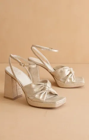Gold Zoey Knotted Platform Heels