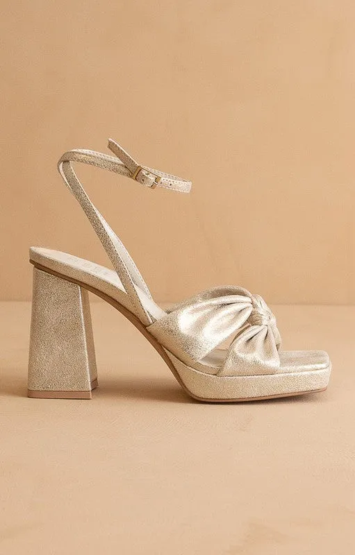 Gold Zoey Knotted Platform Heels