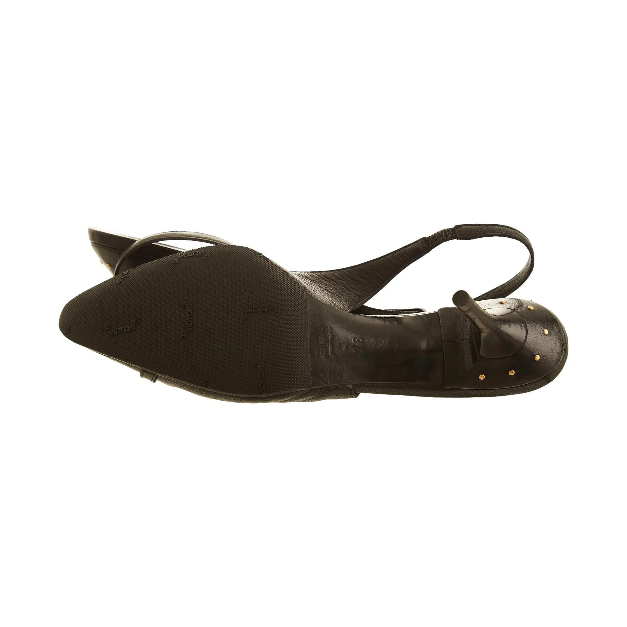 Gucci Black Studded Logo Slingback Heels