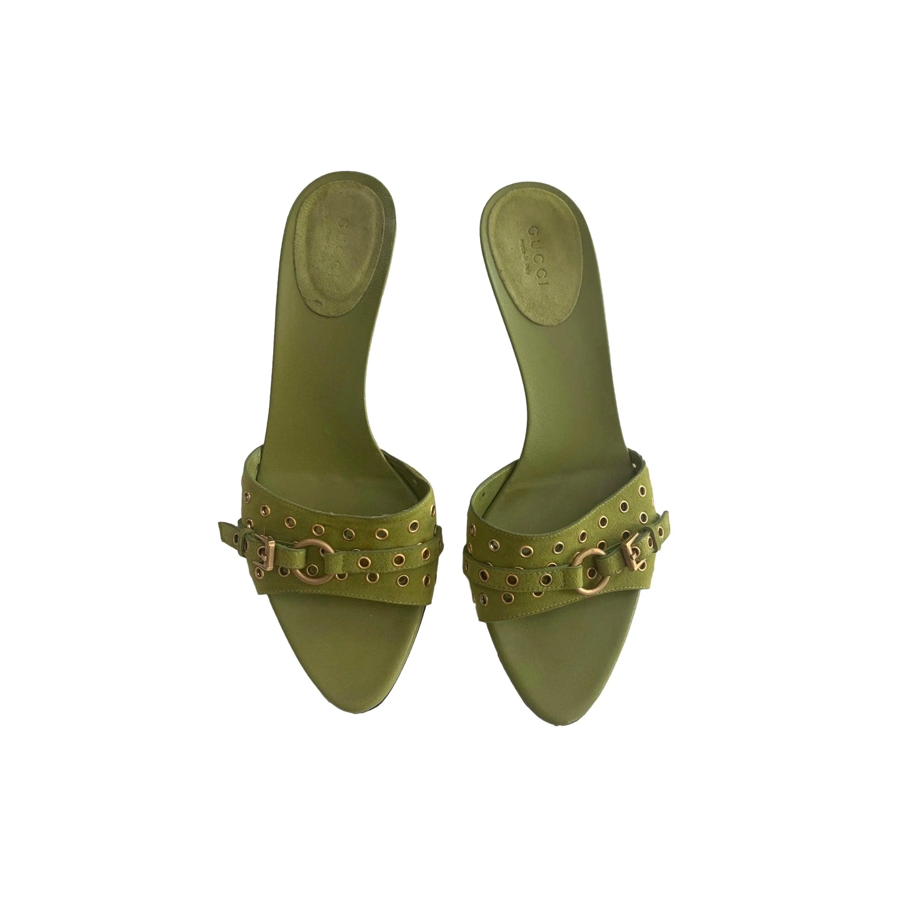 Gucci Green Suede Kitten Heels