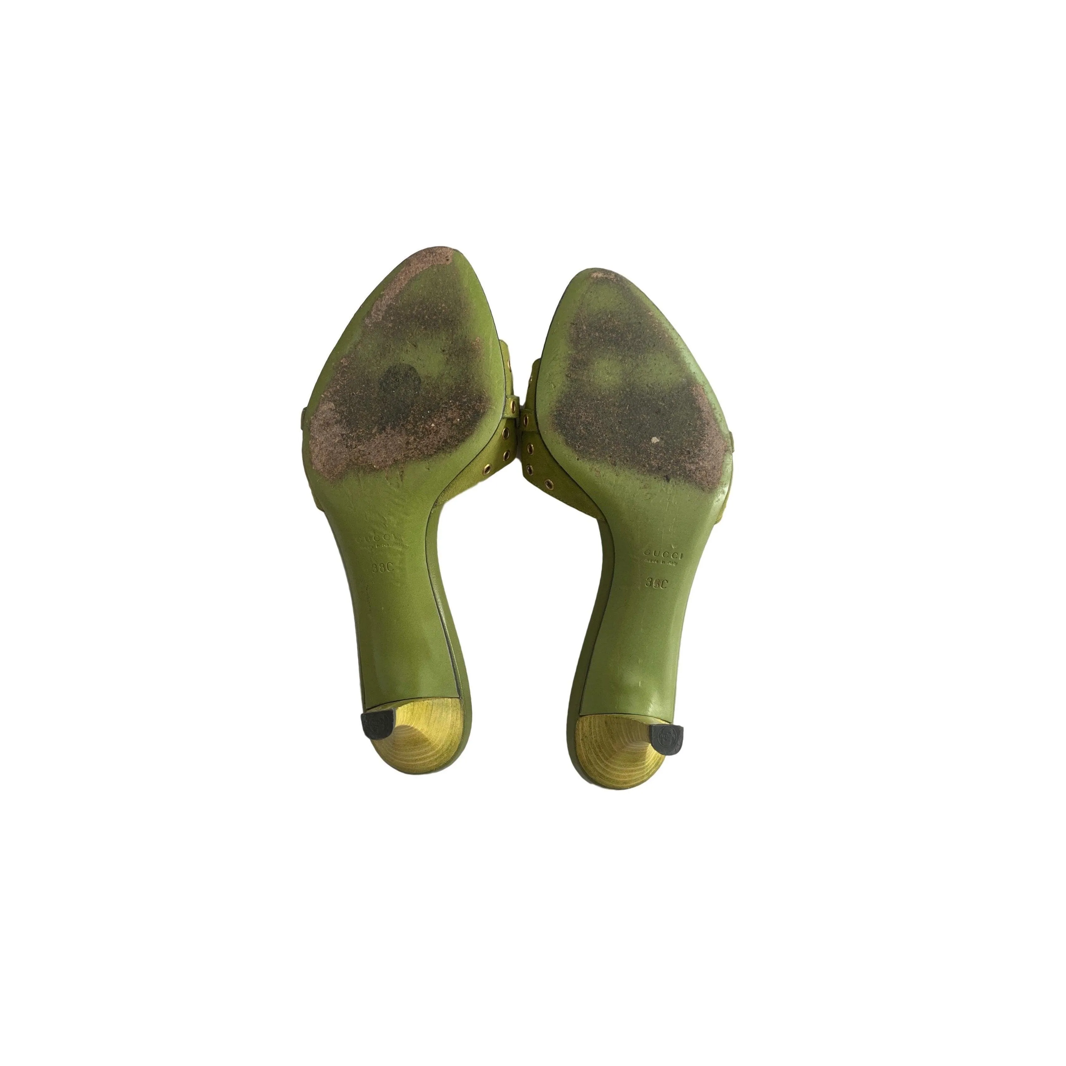 Gucci Green Suede Kitten Heels