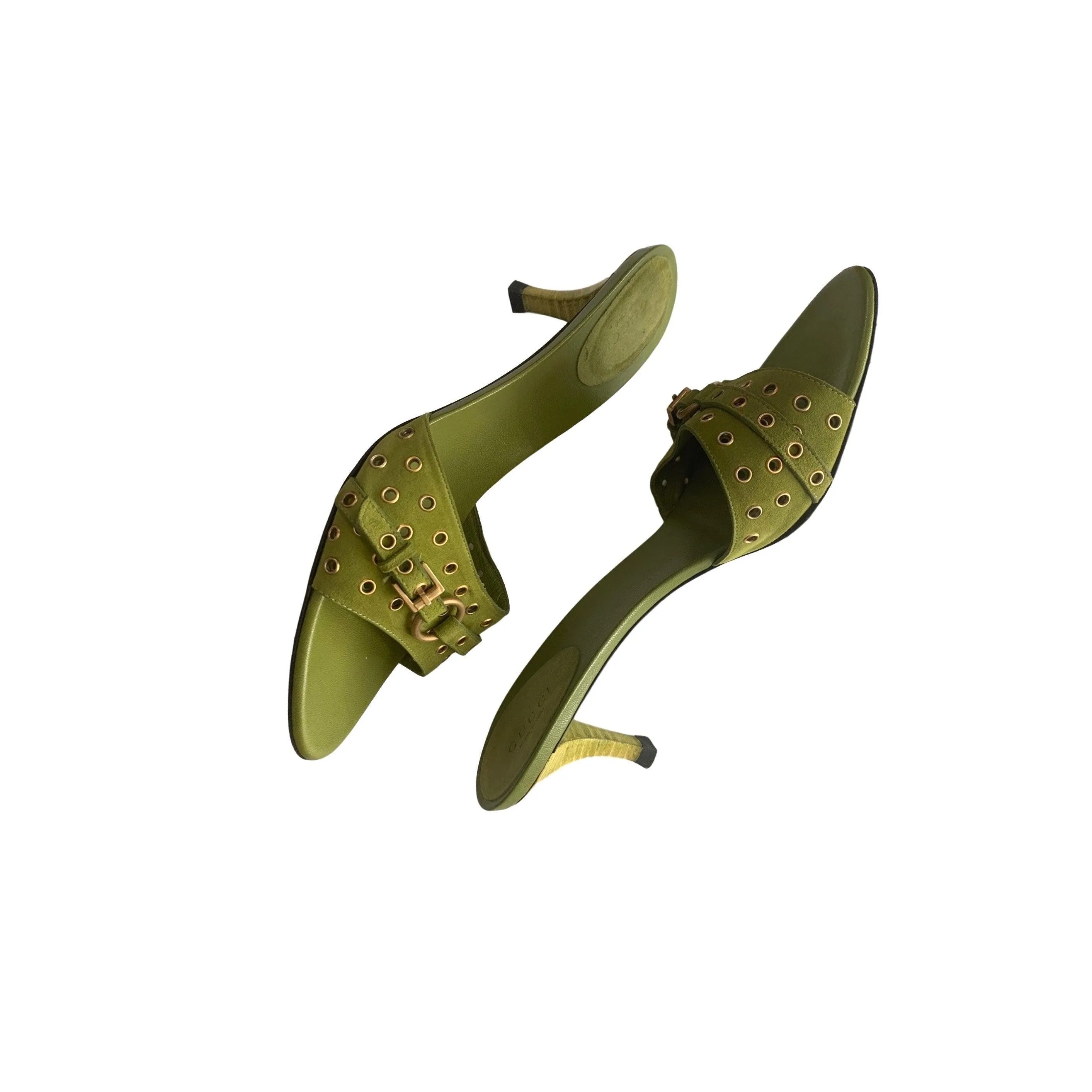 Gucci Green Suede Kitten Heels