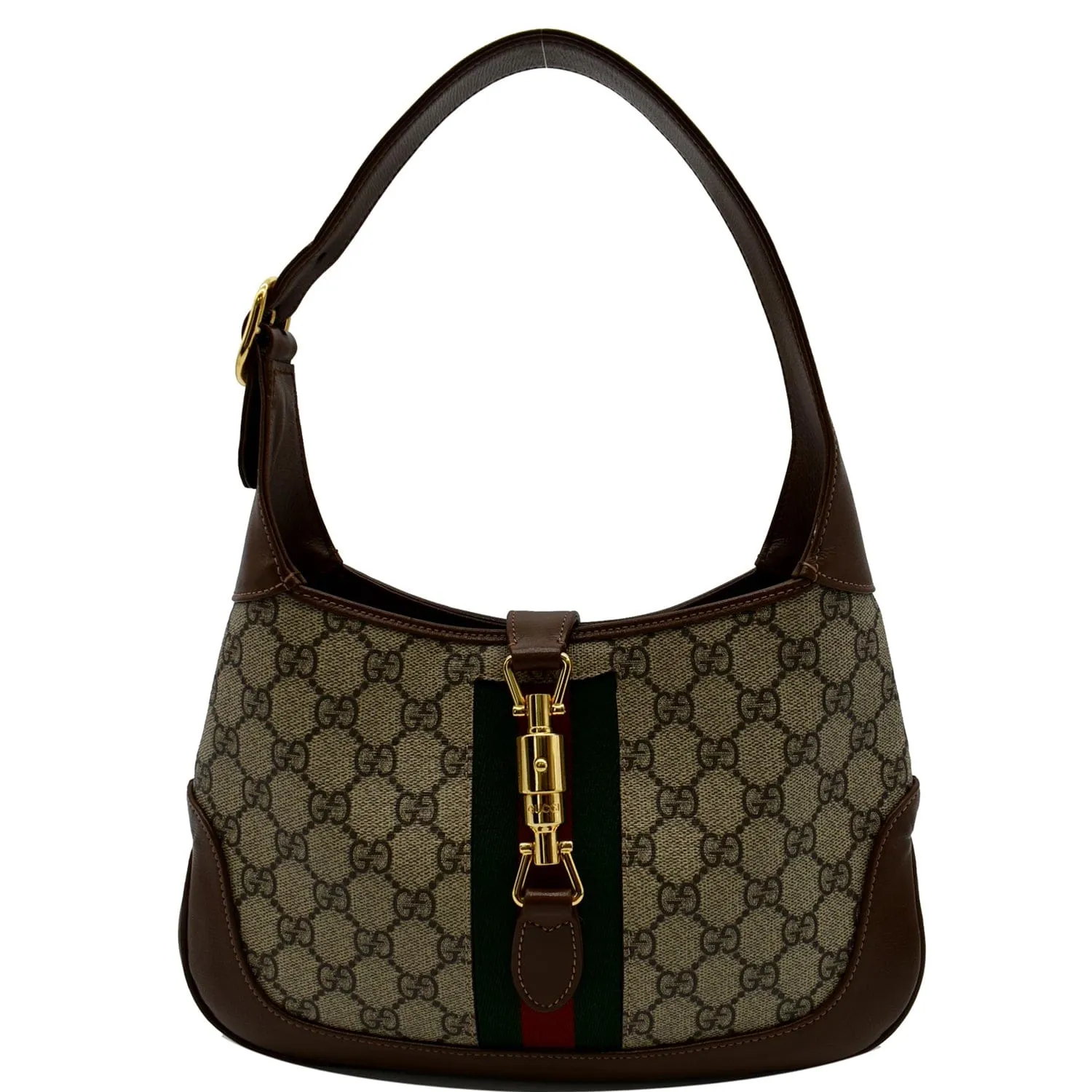 GUCCI Jackie 1961 Small GG Supreme Canvas Leather Hobo Bag Beige 636706