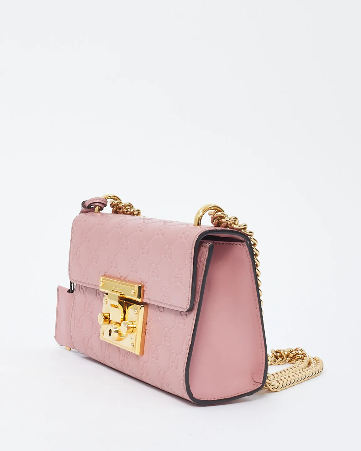 Gucci Pink Guccissima Leather Small Padlock Shoulder Bag