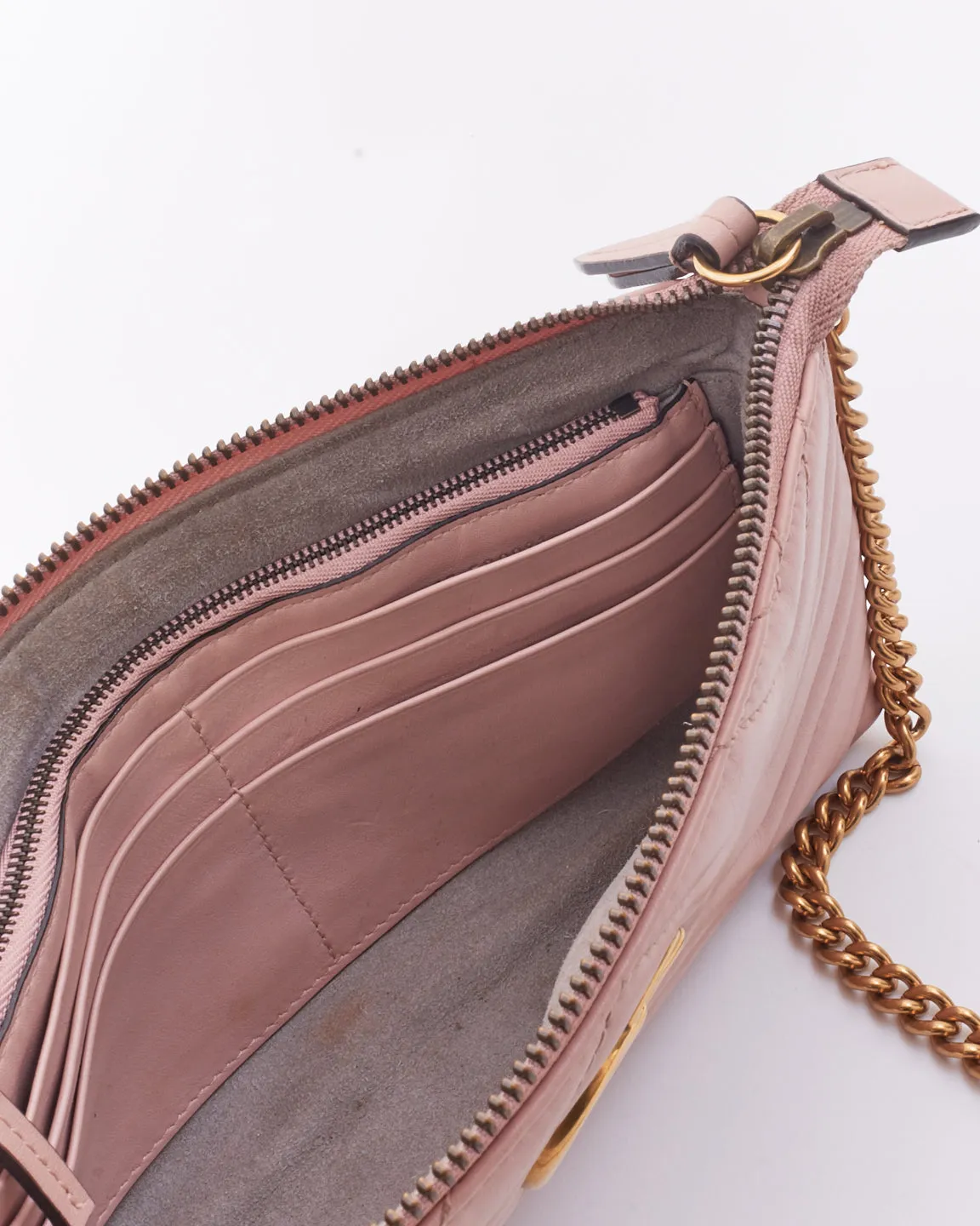 Gucci Pink Matlassé Leather Marmont Crossbody Pouch