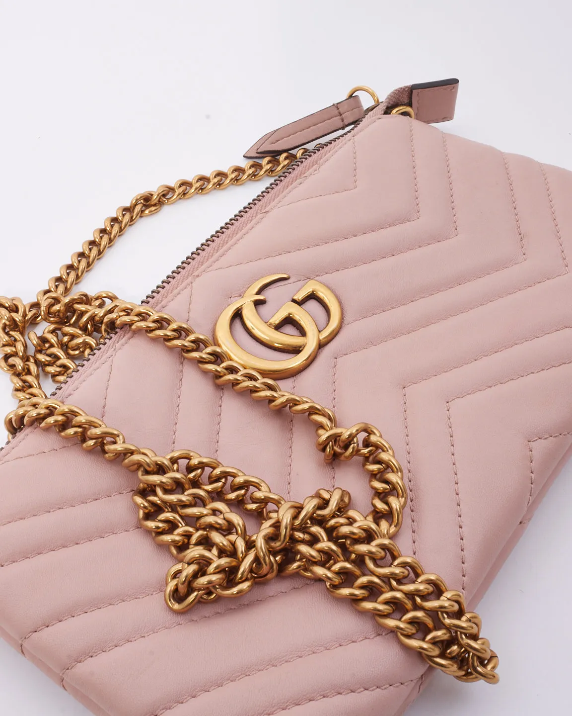 Gucci Pink Matlassé Leather Marmont Crossbody Pouch