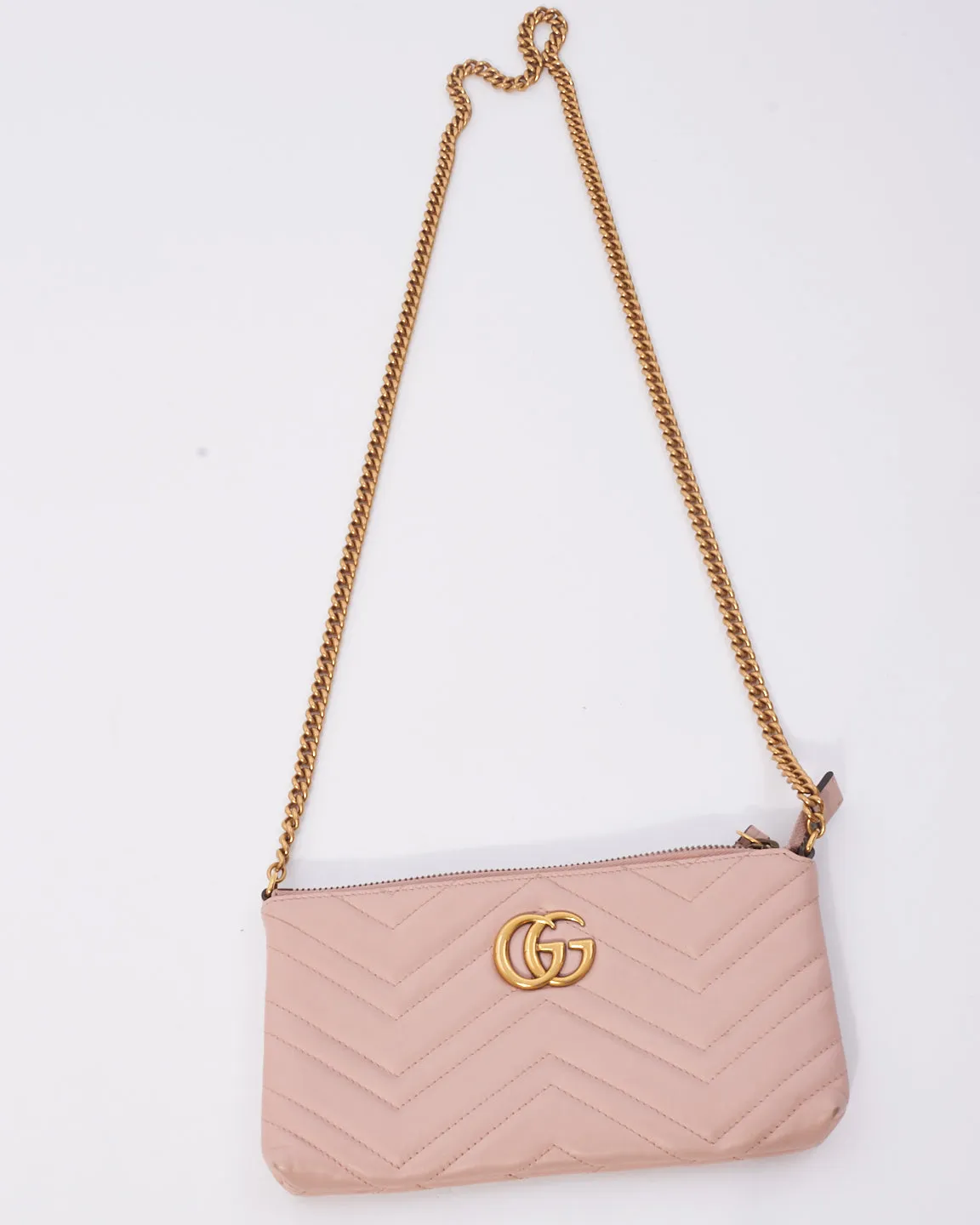 Gucci Pink Matlassé Leather Marmont Crossbody Pouch
